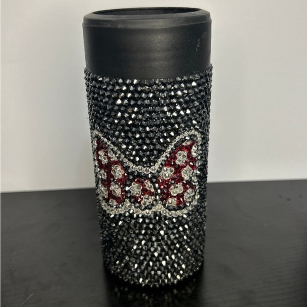 Minnie Mouse Bow Rhinestone Slim Can Holder Koozie